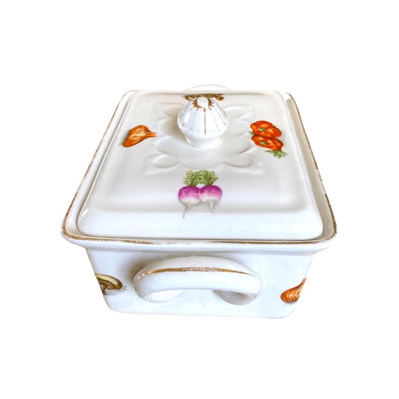 Porcelain Ceramic Covered Casserole Baking Dish Made In France Vegetable Motif - Picture 3 of 8